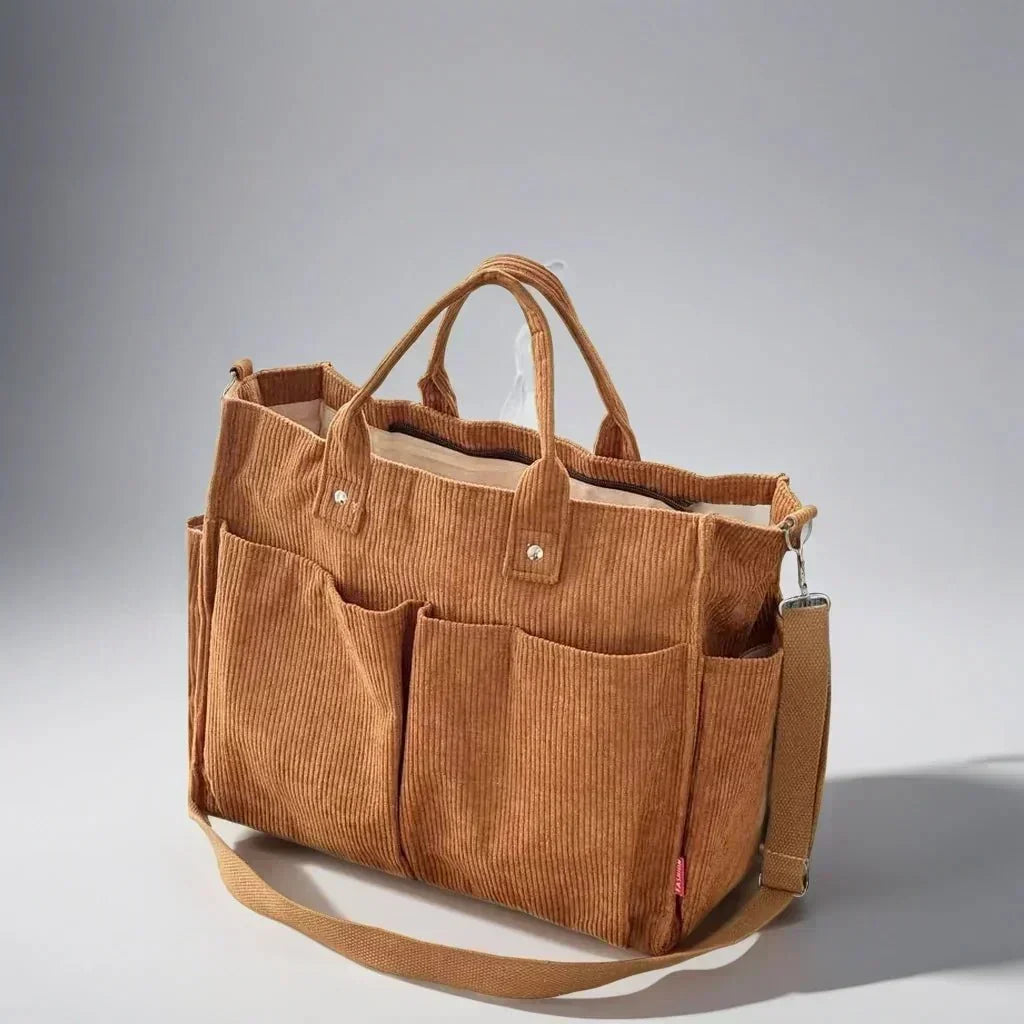 CordoTote klassieke corduroy schoudertas, ruime totebag voor dagelijks gebruik