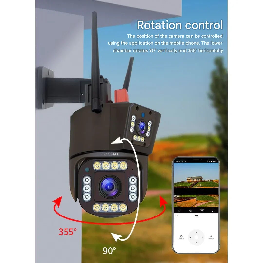 Telecamera di sorveglianza wireless solare 4K DualGuard con controllo a 360°