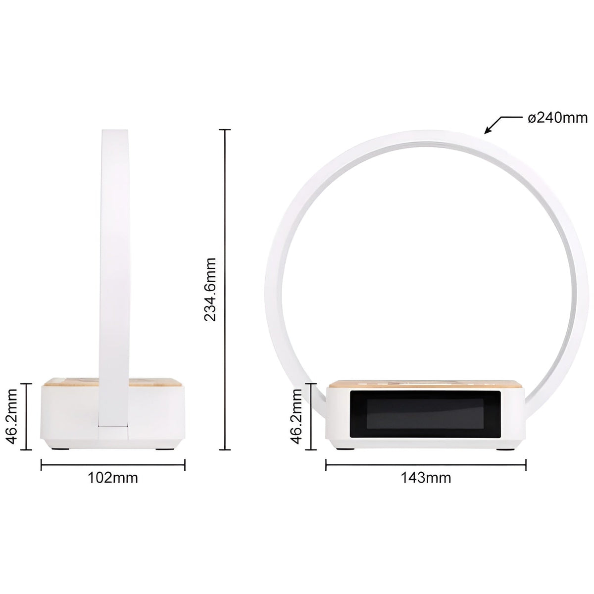 GlowMax 3-in-1-led-tafellamp met draadloze oplader, wekker en aanraakbediening