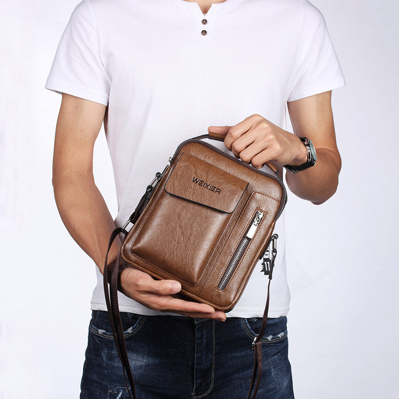 Luxe schoudertas van PU-leer voor heren, crossbodymessengertas