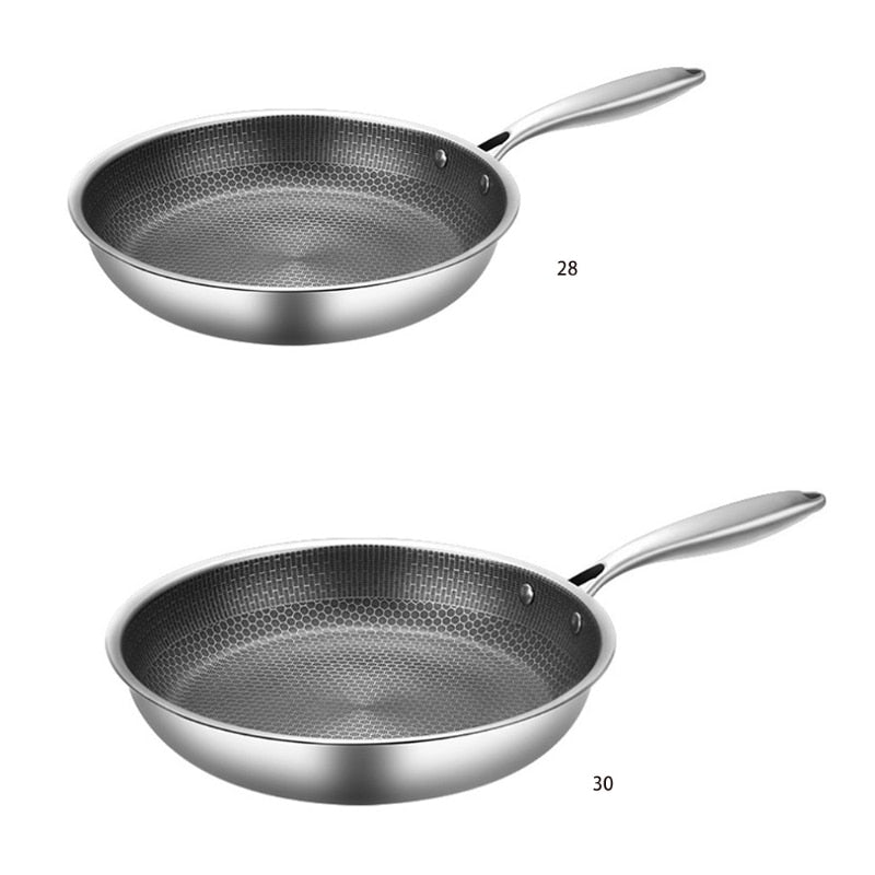 Krasbestendige, duurzame roestvrijstalen koekenpan met antiaanbaklaag, 30 cm