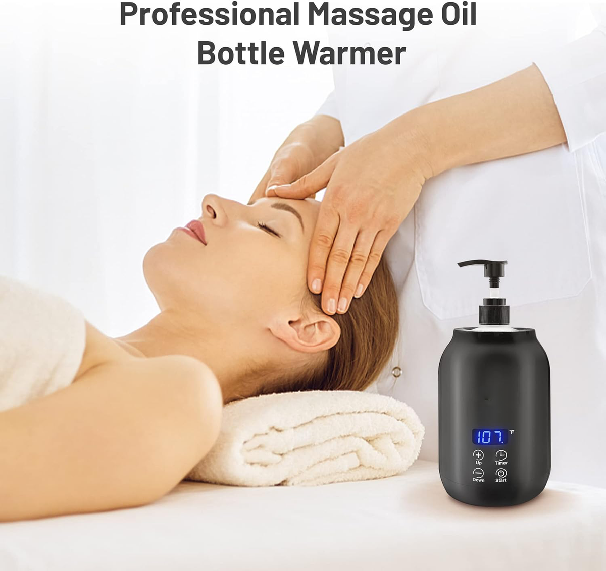 Draagbare elektrische massageolieverwarmer met digitale temperatuurregeling