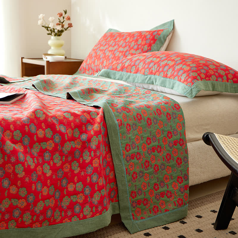 Wendbare Steppdecke aus 100 % Baumwolle für Sofa und Bett im rustikalen Stil