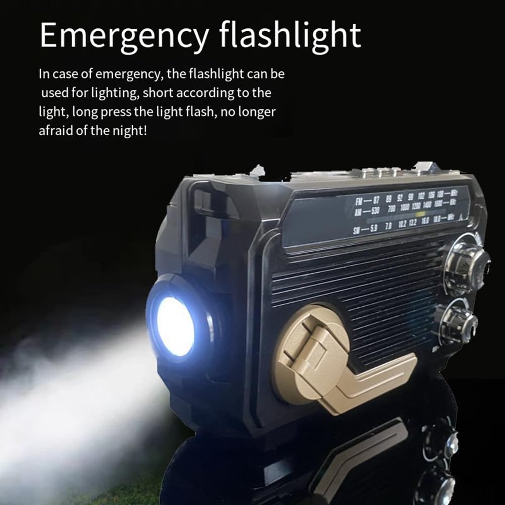 Radio di emergenza SafeWave con power bank, pannello solare, manovella e luce LED
