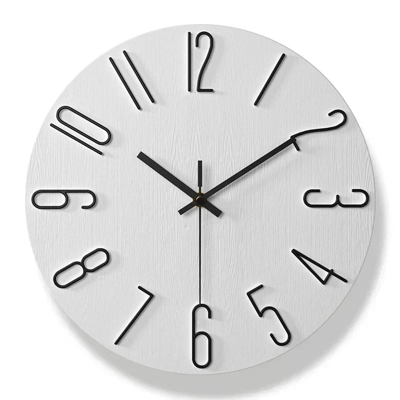 Skandinavische Holzwanduhr, geräuschlos, rahmenloses minimalistisches Design