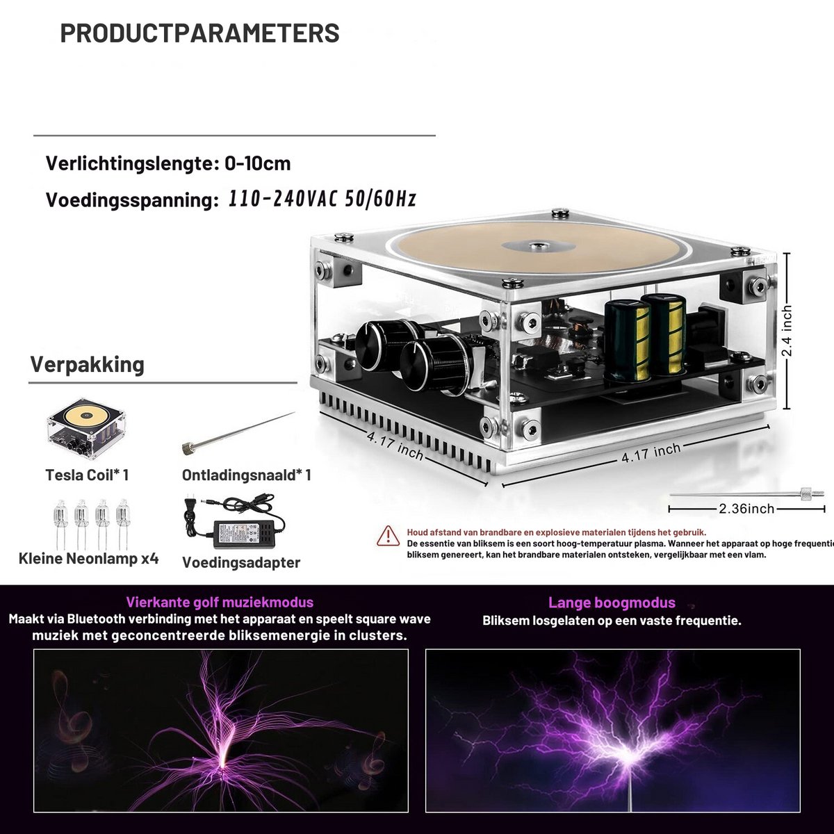 Tesla-Plasma-Musiklautsprecher mit Blitzeffekten und kabellosem Bluetooth-Sound