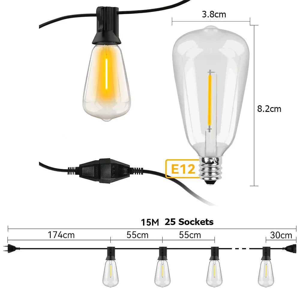 Weerbestendig LED-lichtsnoer voor tuin en terras