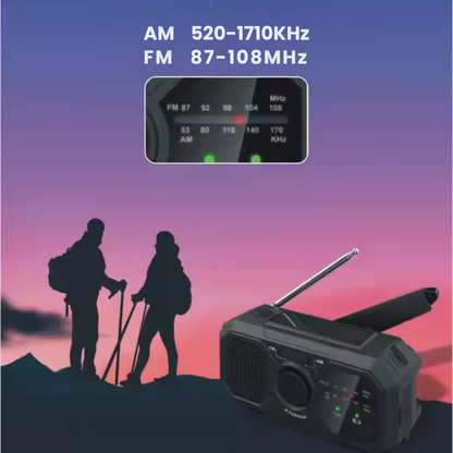 Radio portatile di emergenza – Alimentazione solare e a manovella