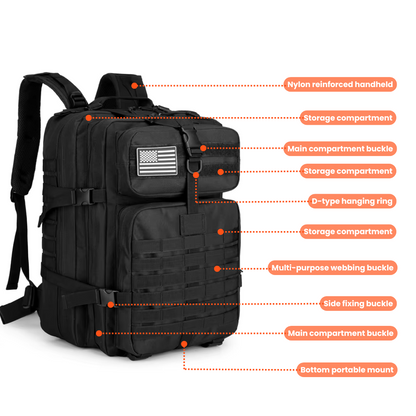Zaino tattico e di emergenza 50L – Impermeabile, con sistema MOLLE, per la sopravvivenza