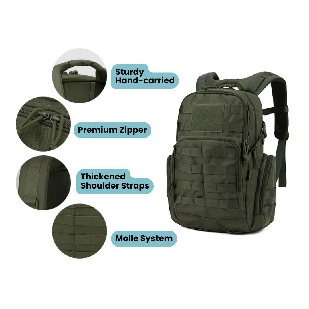 Zaino tattico da 25L impermeabile con sistema MOLLE e scomparto per sacca idrica