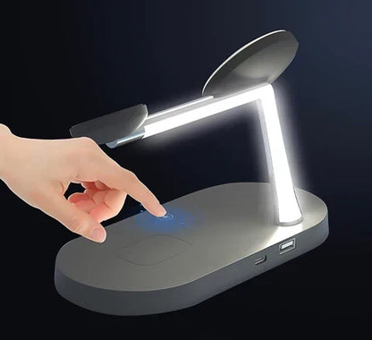 Stazione di ricarica wireless 5 in 1 per più dispositivi con luce d’atmosfera