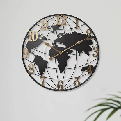 60 cm große Wanduhr mit Weltkartenmotiv in modernem, dekorativem Design