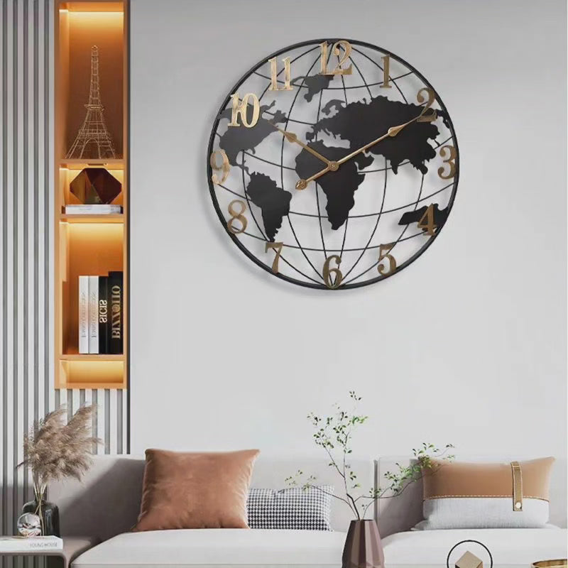 60 cm große Wanduhr mit Weltkartenmotiv in modernem, dekorativem Design