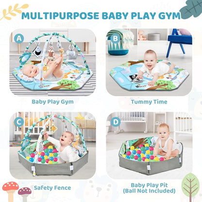 8-i-1 Babylegemåtte og Boldbassin Aktivitetsgym med Sanselegetøj