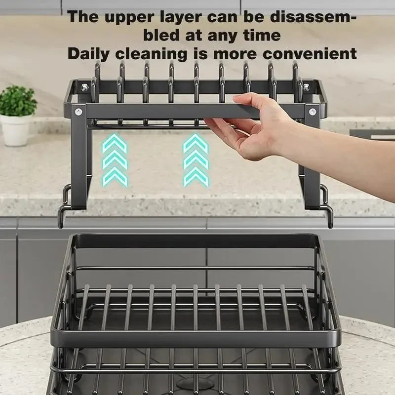 Verstellbarer Geschirrabtropfständer aus Edelstahl mit platzsparendem Design