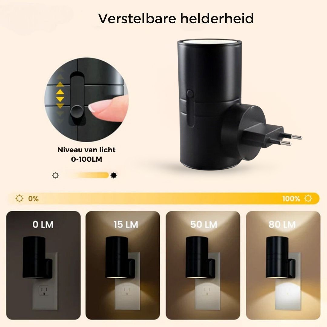 Alova LED-Steckdosenleuchte mit Dimmfunktion und Sensor für Flur, Schlafzimmer und Treppe
