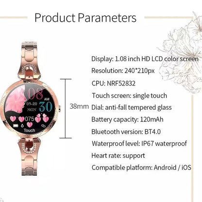 AquaFit waterdicht fitnesssmartwatch voor vrouwen