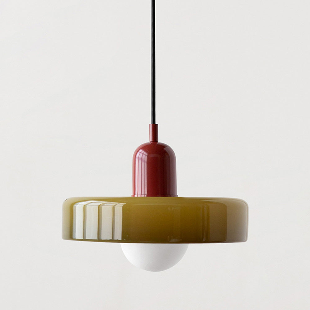 Bauhaus-Pendelleuchte aus farbigem Glas im modernen Design