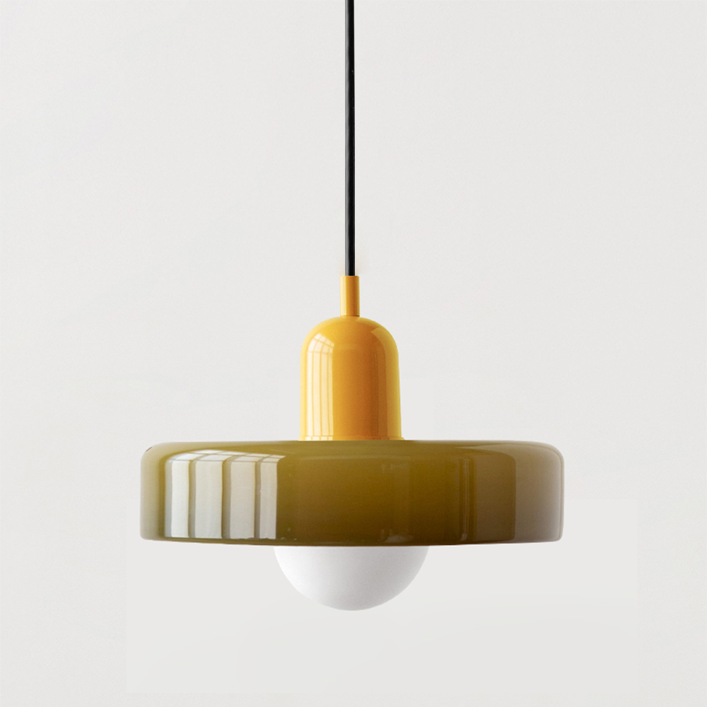 Bauhaus-Pendelleuchte aus farbigem Glas im modernen Design