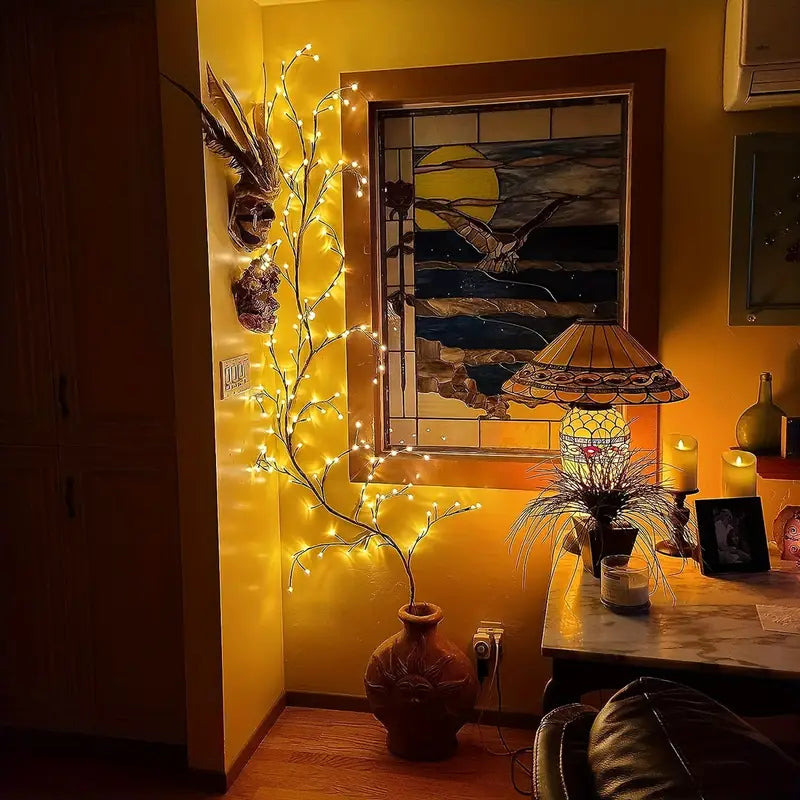 Lampada LED ad albero pieghevole con rami di salice – lampada decorativa USB con 8 modalità di illuminazione