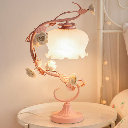 Lampada a forma di rosa BlossomGlow, elegante lampada da tavolo con luce d’atmosfera