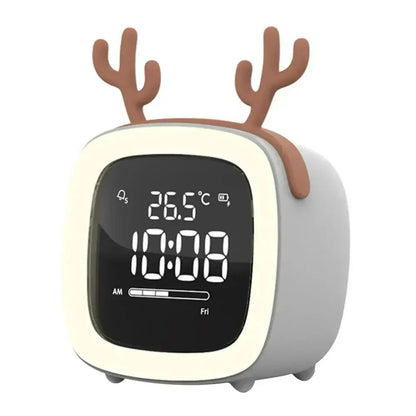 LED-Wecker mit Cartoon-Kaninchenmotiv und Nachtlicht, wiederaufladbar D