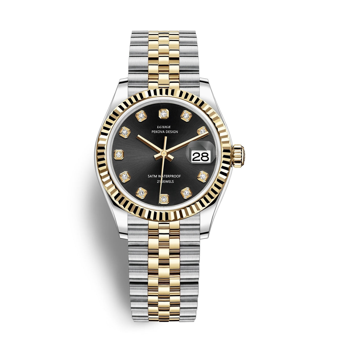 Klassische Armbanduhr aus Edelstahl Nr. 296, elegante minimalistische Damenuhr
