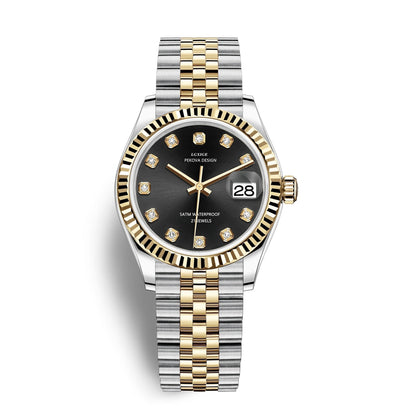 Klassische Armbanduhr aus Edelstahl Nr. 296, elegante minimalistische Damenuhr