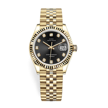 Klassische Armbanduhr aus Edelstahl Nr. 296, elegante minimalistische Damenuhr
