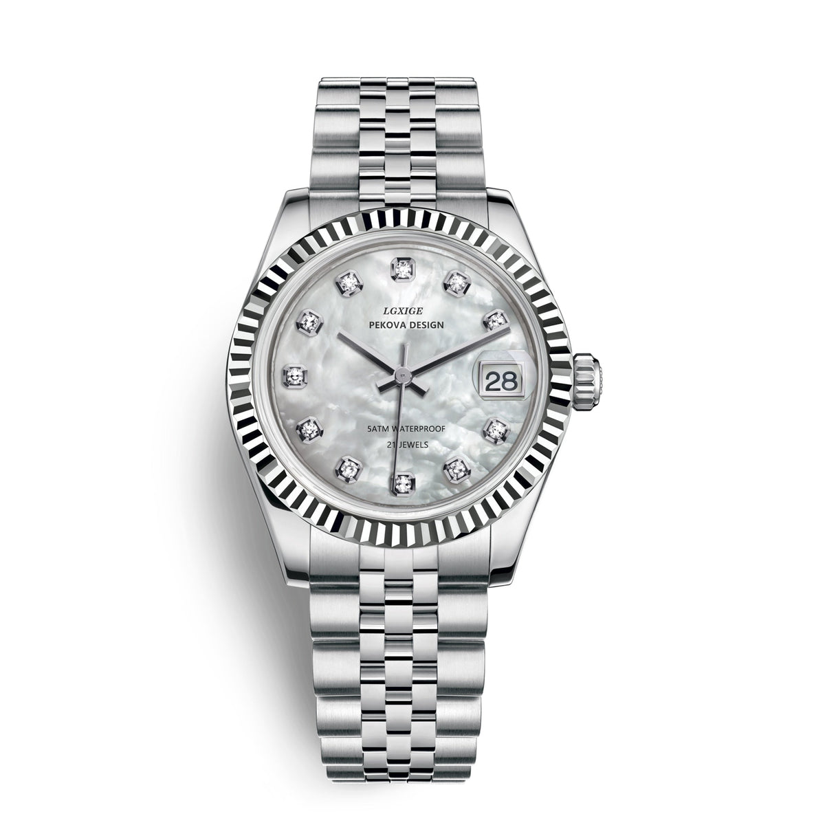 Klassische Armbanduhr aus Edelstahl Nr. 296, elegante minimalistische Damenuhr