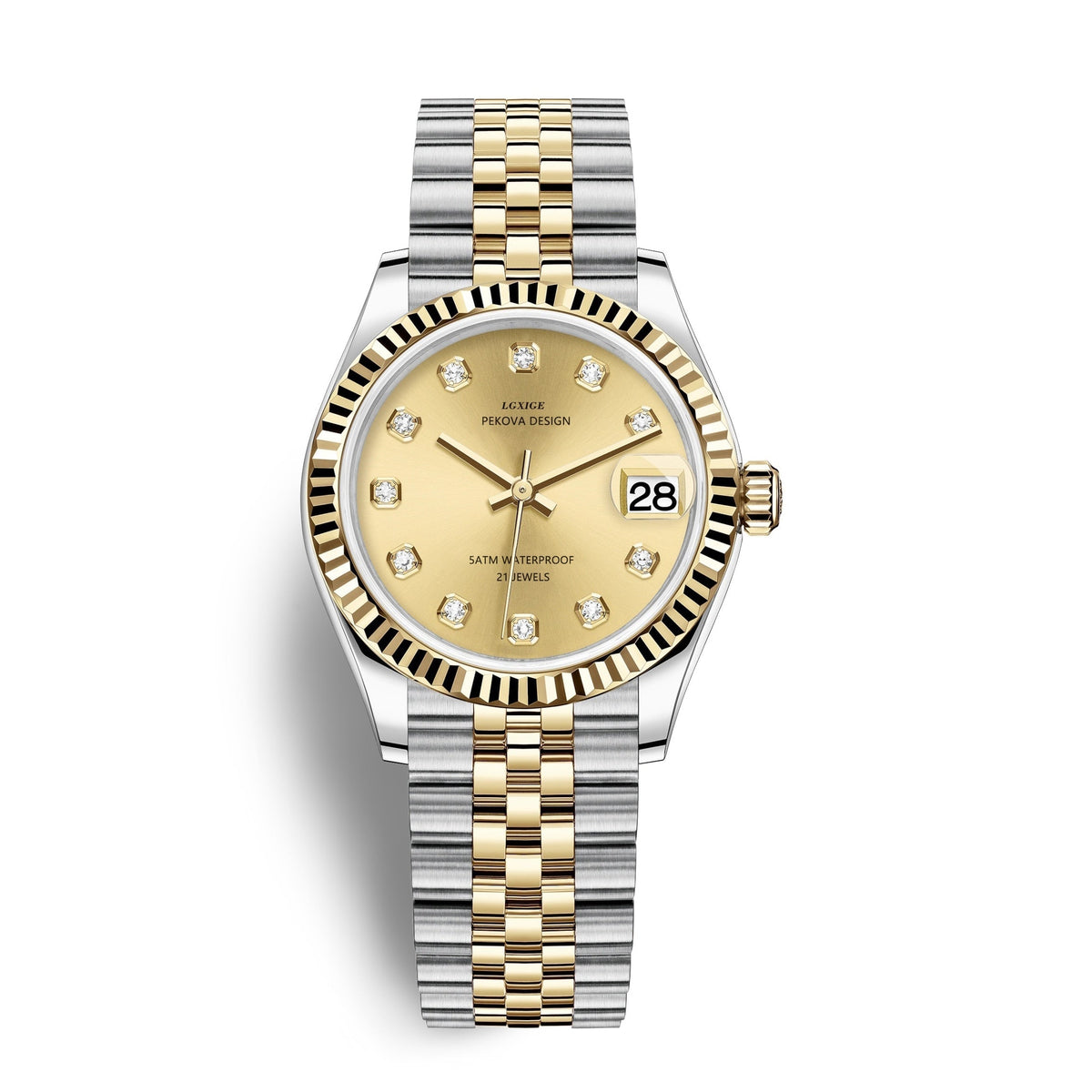 Klassische Armbanduhr aus Edelstahl Nr. 296, elegante minimalistische Damenuhr