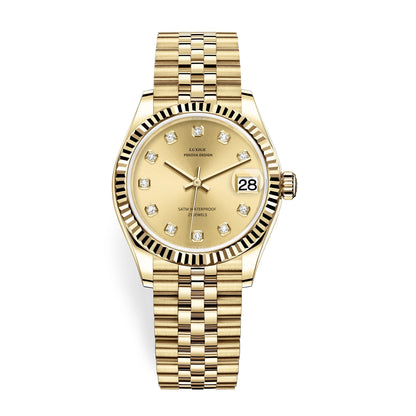 Klassische Armbanduhr aus Edelstahl Nr. 296, elegante minimalistische Damenuhr