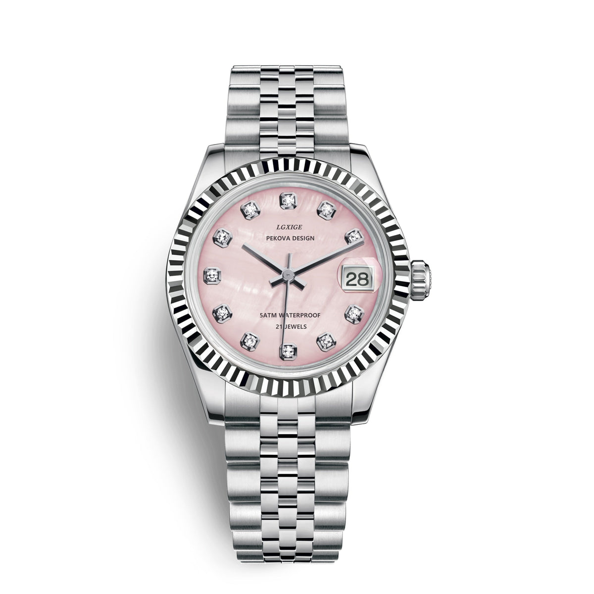 Klassische Armbanduhr aus Edelstahl Nr. 296, elegante minimalistische Damenuhr