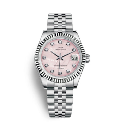 Klassische Armbanduhr aus Edelstahl Nr. 296, elegante minimalistische Damenuhr