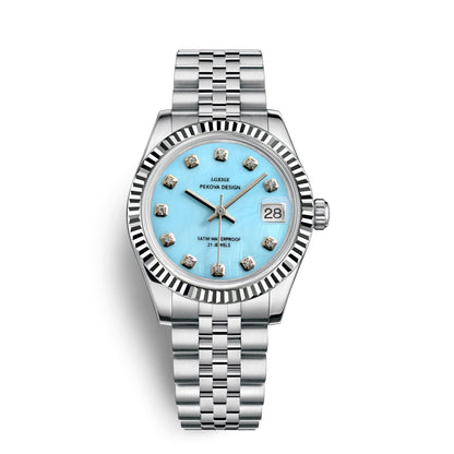 Klassische Armbanduhr aus Edelstahl Nr. 296, elegante minimalistische Damenuhr