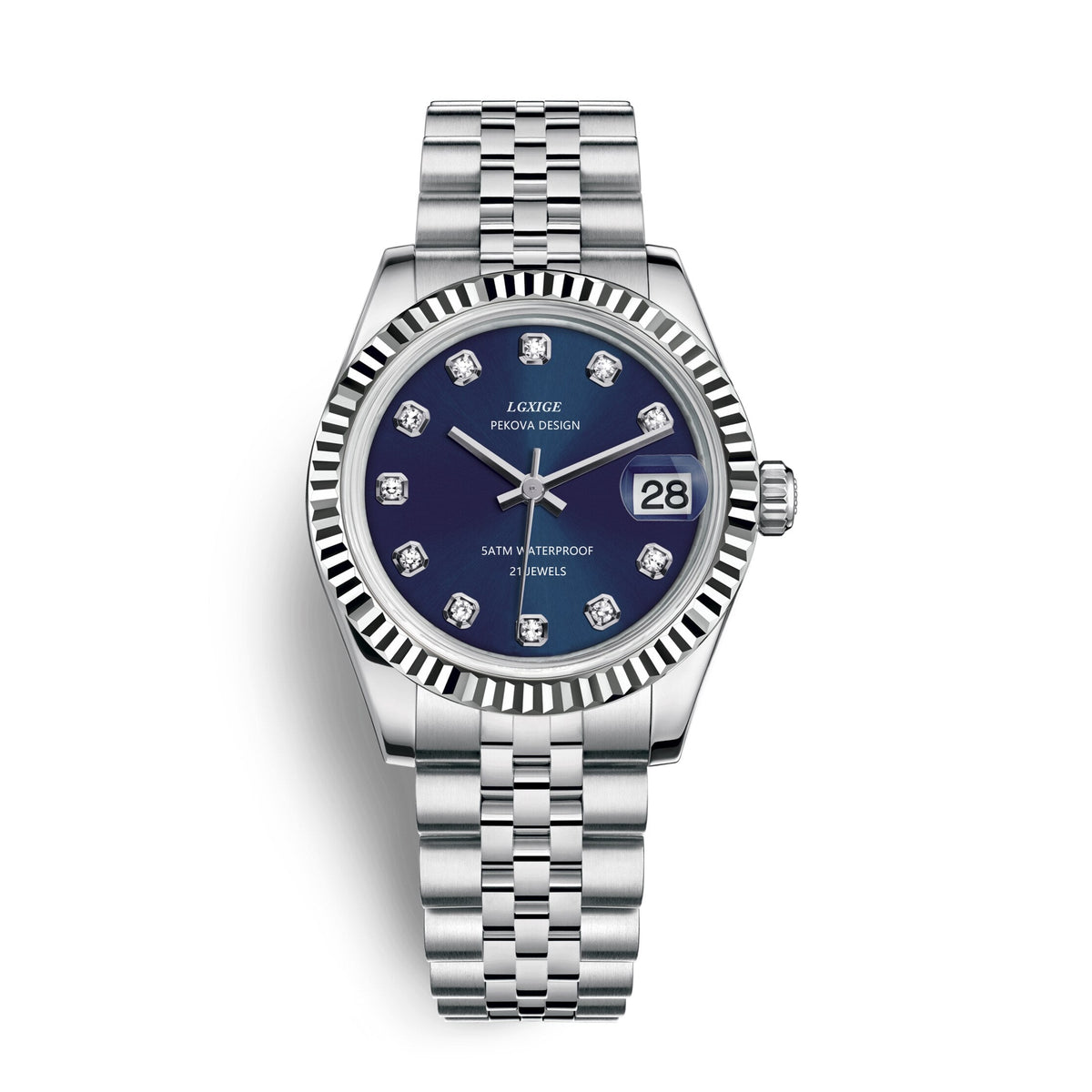 Klassische Armbanduhr aus Edelstahl Nr. 296, elegante minimalistische Damenuhr