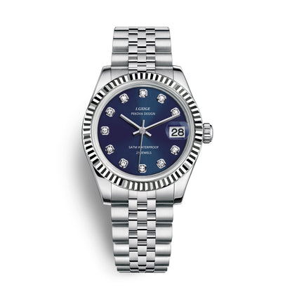 Klassische Armbanduhr aus Edelstahl Nr. 296, elegante minimalistische Damenuhr