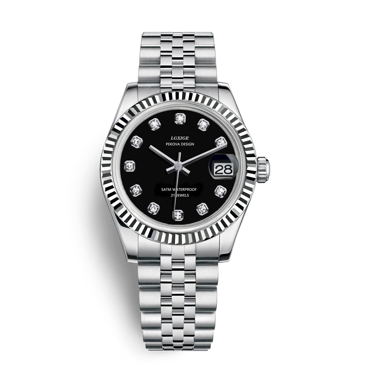 Klassische Armbanduhr aus Edelstahl Nr. 296, elegante minimalistische Damenuhr
