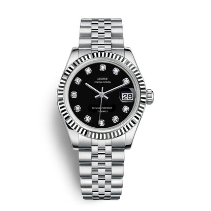 Klassische Armbanduhr aus Edelstahl Nr. 296, elegante minimalistische Damenuhr