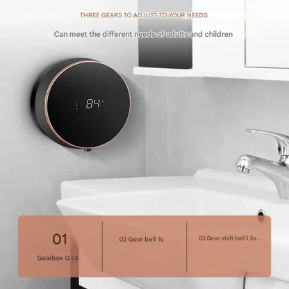Cleon automatische zeepdispenser met contactloze sensor, led-display en oplaadbare wandbevestiging