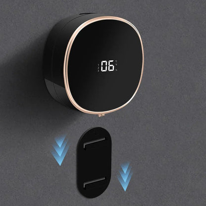 Cleon automatische zeepdispenser met contactloze sensor, led-display en oplaadbare wandbevestiging