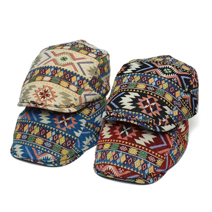 Kleurrijke retro flatcap van ademend katoen met verstelbare pasvorm voor alle seizoenen