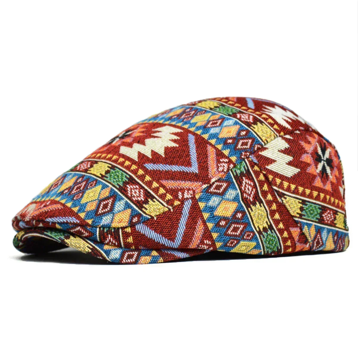 Kleurrijke retro flatcap van ademend katoen met verstelbare pasvorm voor alle seizoenen