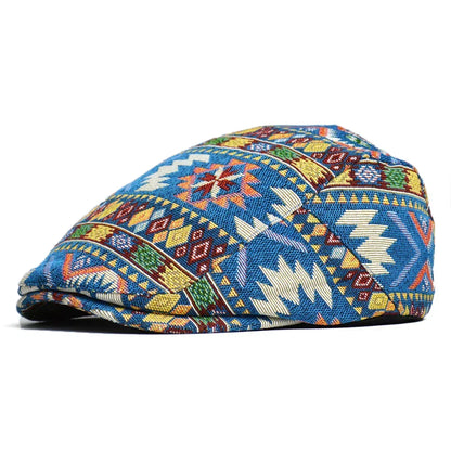 Kleurrijke retro flatcap van ademend katoen met verstelbare pasvorm voor alle seizoenen