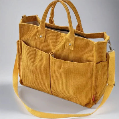 CordoTote klassieke corduroy schoudertas, ruime totebag voor dagelijks gebruik