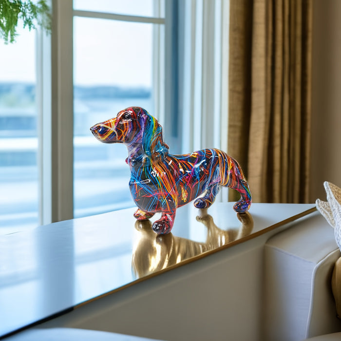 Bunte Dackelfigur zur Dekoration
