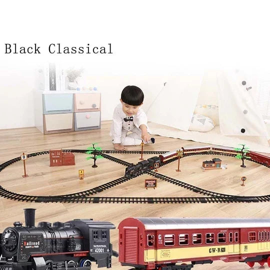 Deluxe HO-Modelleisenbahnset mit 39 Teilen, Beleuchtung und ovalem Gleis