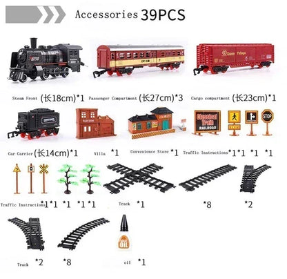 Deluxe HO-Modelleisenbahnset mit 39 Teilen, Beleuchtung und ovalem Gleis