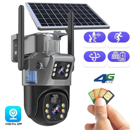Telecamera di sorveglianza wireless solare 4K DualGuard con controllo a 360°