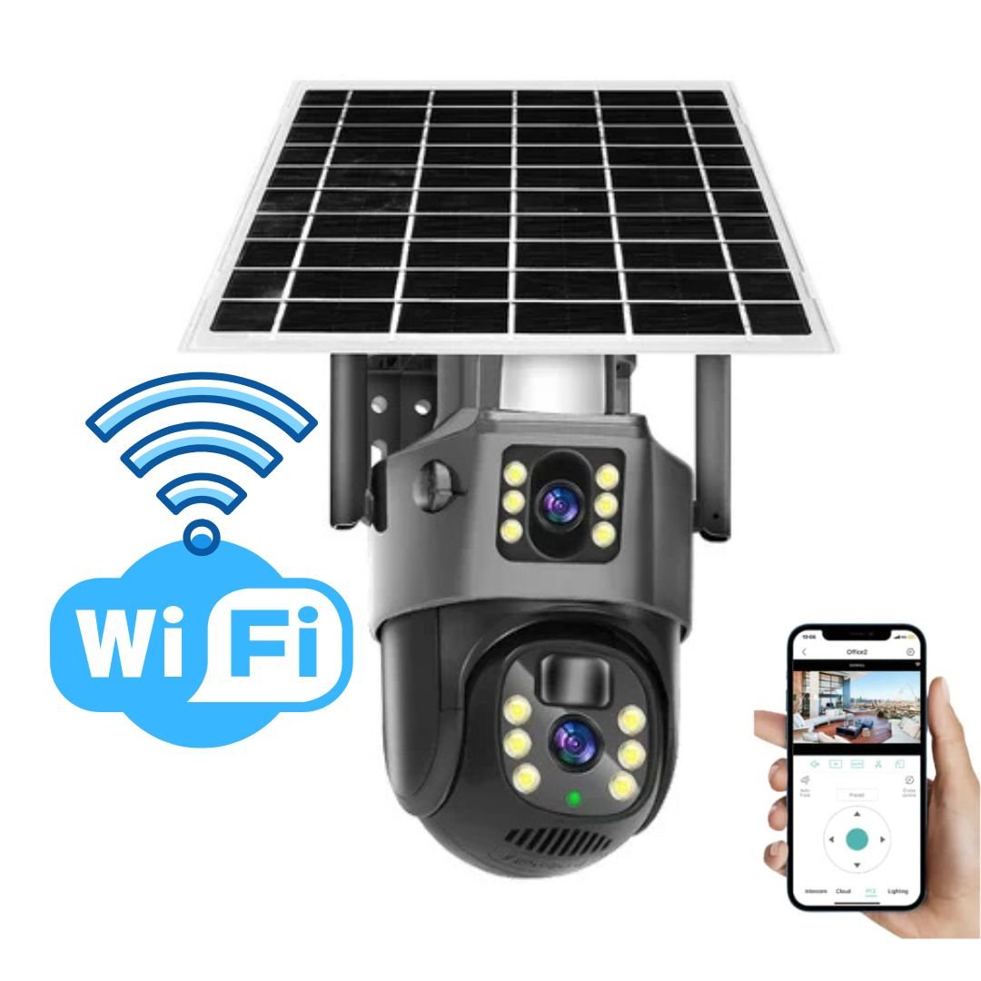Telecamera di sorveglianza wireless solare 4K DualGuard con controllo a 360°